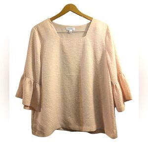Calvin Klein Women’s XL Peach Textured Bell Sleeve Blouse Lined